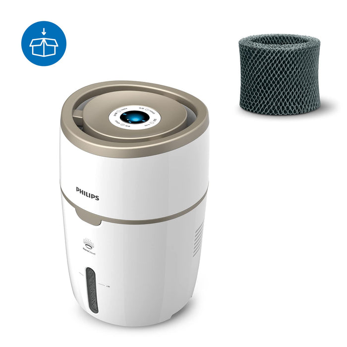 Philips Seria 2000 Nawilżacz Powietrza - Nawilżacz Pomieszczenia do 44 m², Technologia NanoCloud, 2 Prędkości, Tryb Snu, Zbiornik 4l (HU4816/10)