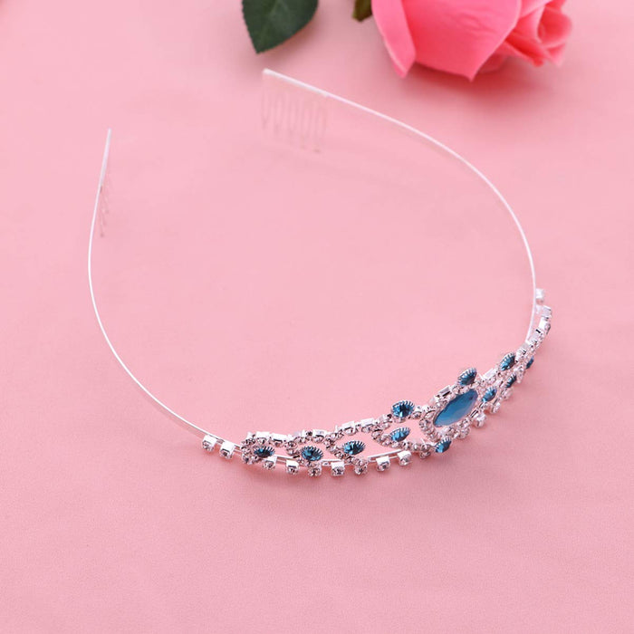 HEALLILY Dzieci Dziewczyny Korona Hearts Tiara Urodziny Elegancka Księżniczka Korona Jewelries Akcesoria Do Włosów Dla Gilrs (Niebieski)
