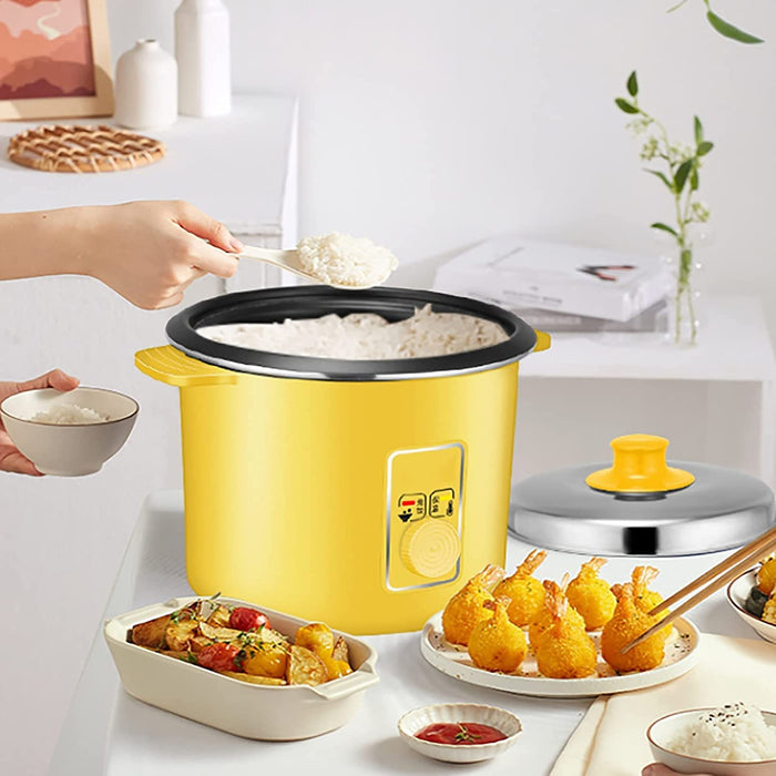 1.2L Mini urządzenie do gotowania ryżu z nieprzywierającą wewnętrzną doniczką Inteligentna izolacja Przygotuj zdrową żywność i warzywa na parze i ryż dla 1-2 osób, kolor żółty