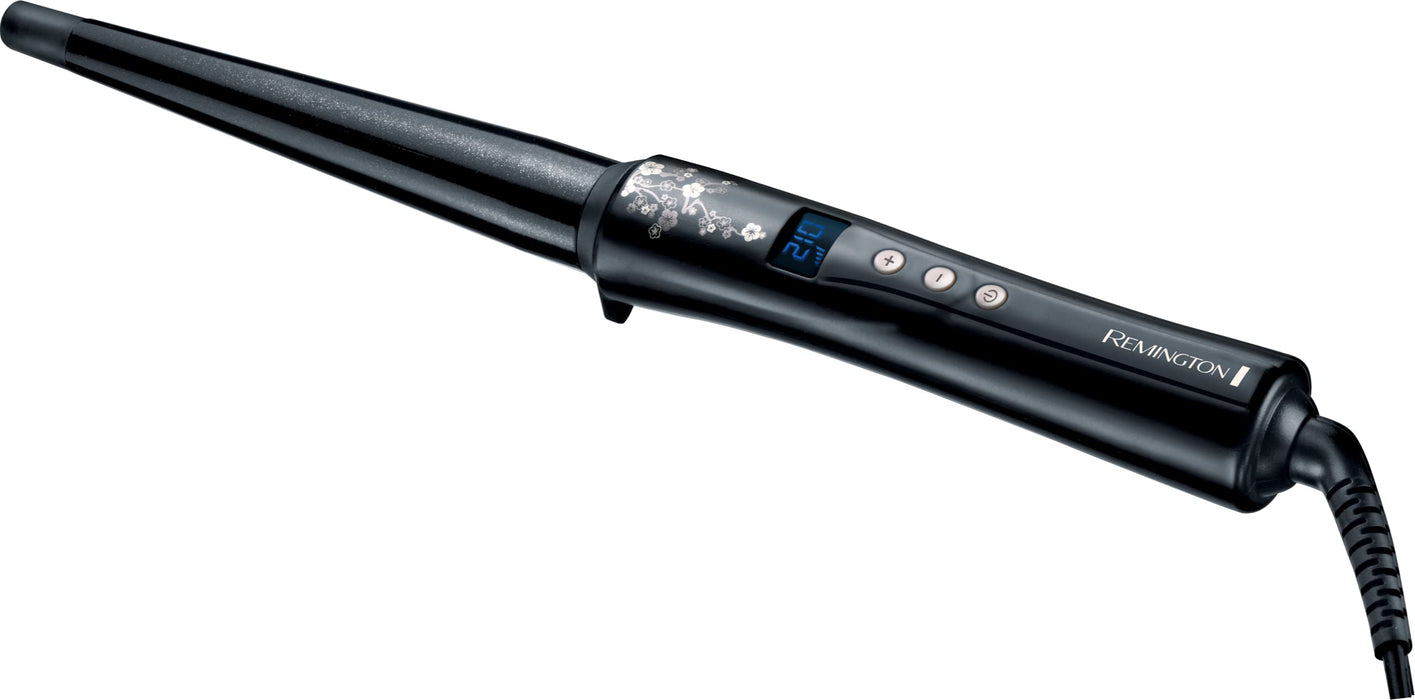 Remington lokówka do włosów, stożkowa (13-25mm), powłoka ceramiczna z perłami, zakres temperatury 130-210°C, szybkie nagrzewanie, cyfrowy wyświetlacz, zimna końcówka, rękawiczka ochronna, Pearl CI951