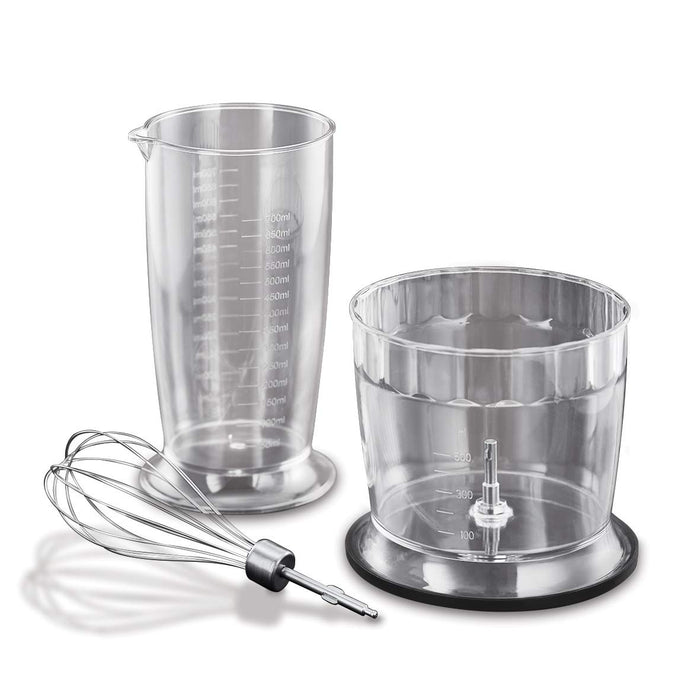 Russell Hobbs blender ręczny, 3w1, nasadka miksująca, pojemnik z ostrzem miksującym, pojemność pojemników 0,5l i 0,7l, ubijanie, mieszanie, moc 500W, czarny, Matte Black 24702-56