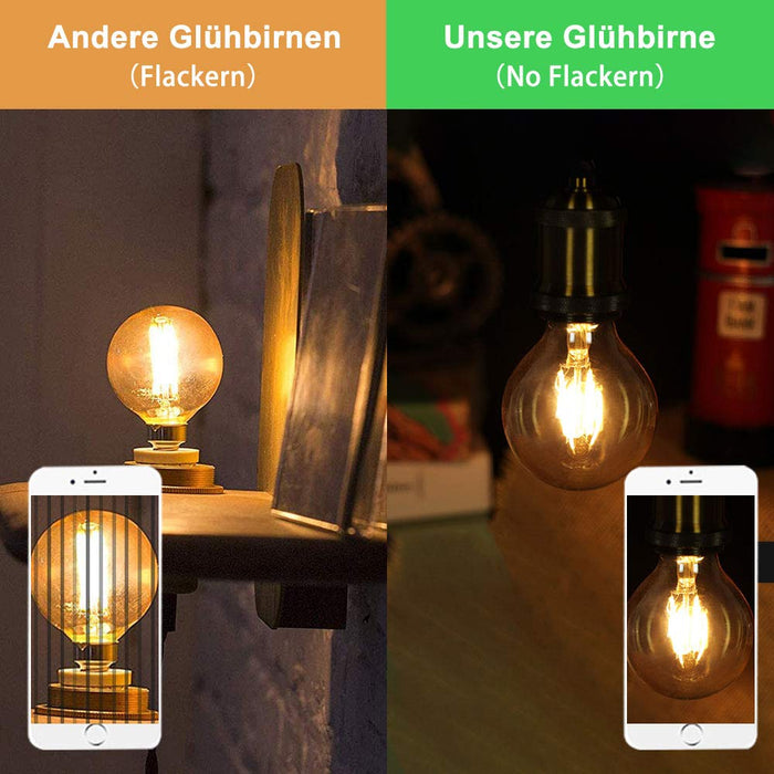 Żarówka Edison w stylu vintage, lampa LED Edison, ciepła biel, E27, 4 W, 2700 K, retro, antyczna żarówka, 470 lumenów, idealna do oświetlenia nostalgicznego i retro w rodzinie, hotelu, baru itp., 6 sztuk