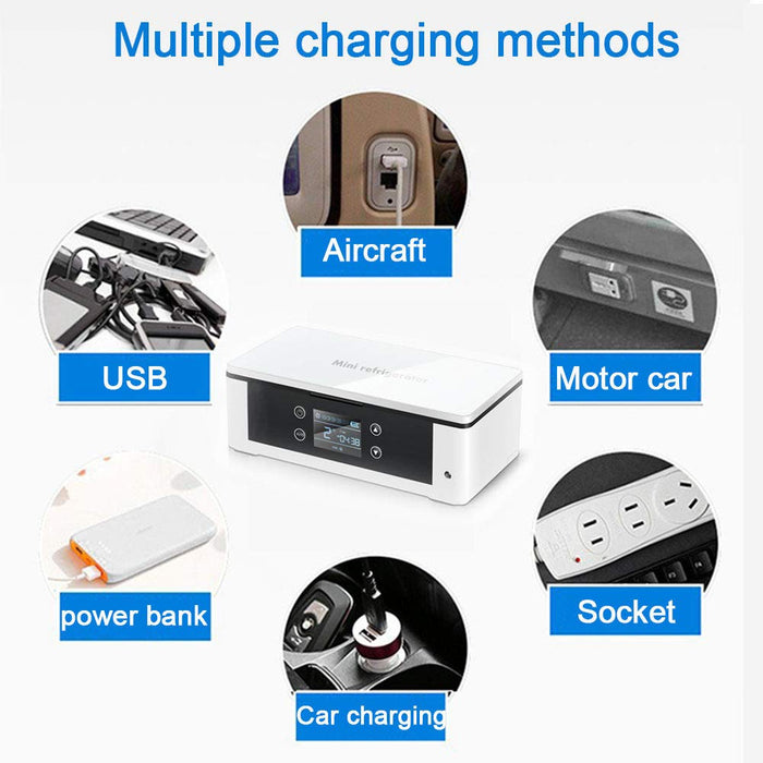 WHR-HARP Przenośna chłodziarka do insuliny, lodówka samochodowa, wyświetlacz LED, lodówka medyczna, lodówka na leki 2-8°C, do samochodu, leczniczego, lodówki, 8 godzin pracy