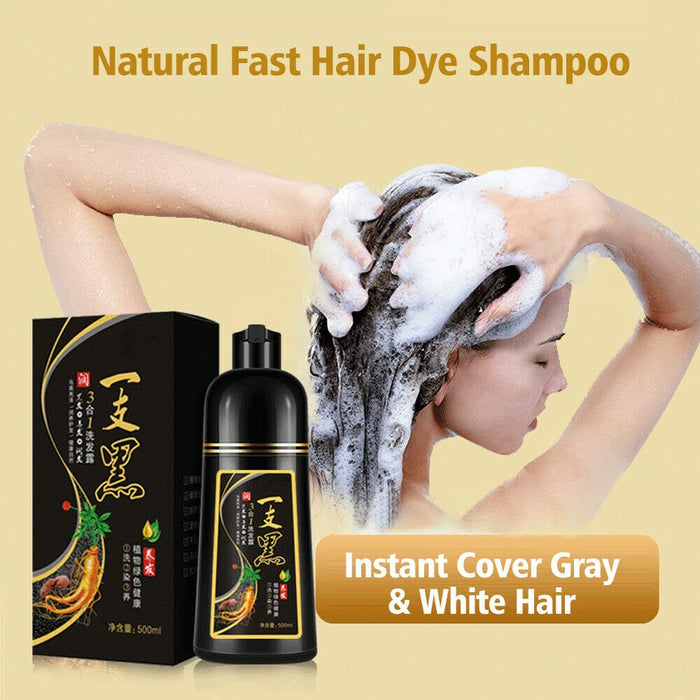 Instant Hair Colouring Shampoo 500ml, Natural Herbal Instant Black Hair Dye Shampoo For White Hair Coloring, 3 in 1 Black Hair Shampoo,for Men and Women,Instant Black Hair Dye Shampoo, Black Hair Dye