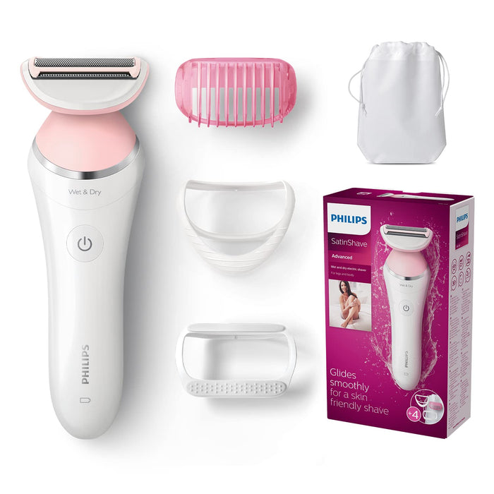 Golarka elektryczna Philips SatinShave Advanced - Ruchoma siateczka - Na mokro i na sucho - Wskaźnik poziomu akumulatora - Ergonomiczny uchwyt - 4 akcesoria - BRL140/00