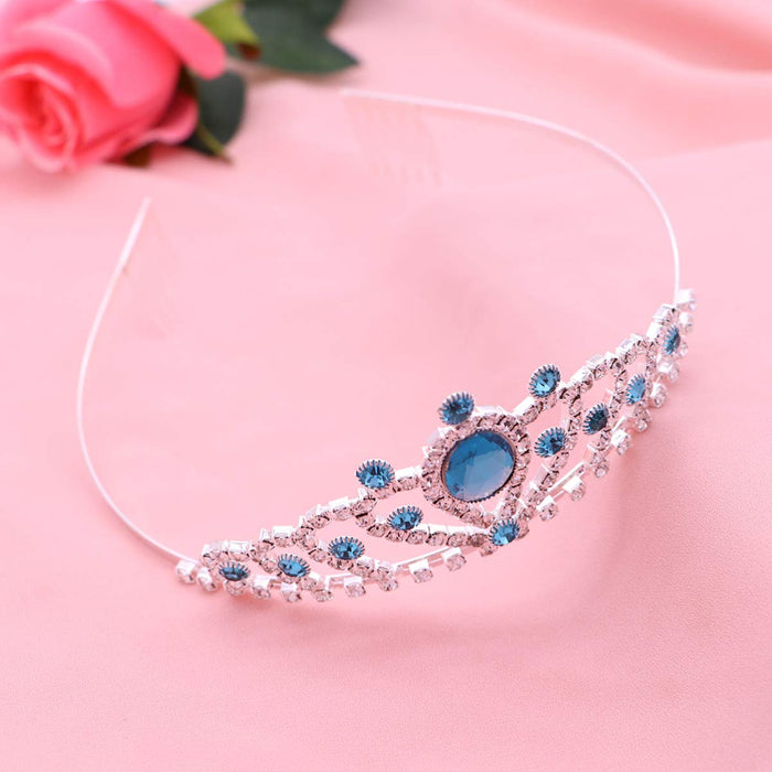 HEALLILY Dzieci Dziewczyny Korona Hearts Tiara Urodziny Elegancka Księżniczka Korona Jewelries Akcesoria Do Włosów Dla Gilrs (Niebieski)