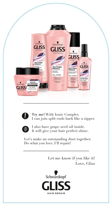 Schwarzkopf Gliss Split Ends Miracle szampon do włosów zniszczonych z rozdwojonymi końcówkami spajający 400ml