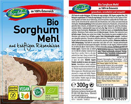 Bio-leben austriacka mąka ekologiczna bezglutenowa 1,8 kg, bez techniki genetycznej, z surowego nieobranego oranżu, mąki, mąka z jelenia dodatkowo oczyszczona i bezkłuszczona, z Austrii 6 x 300 g