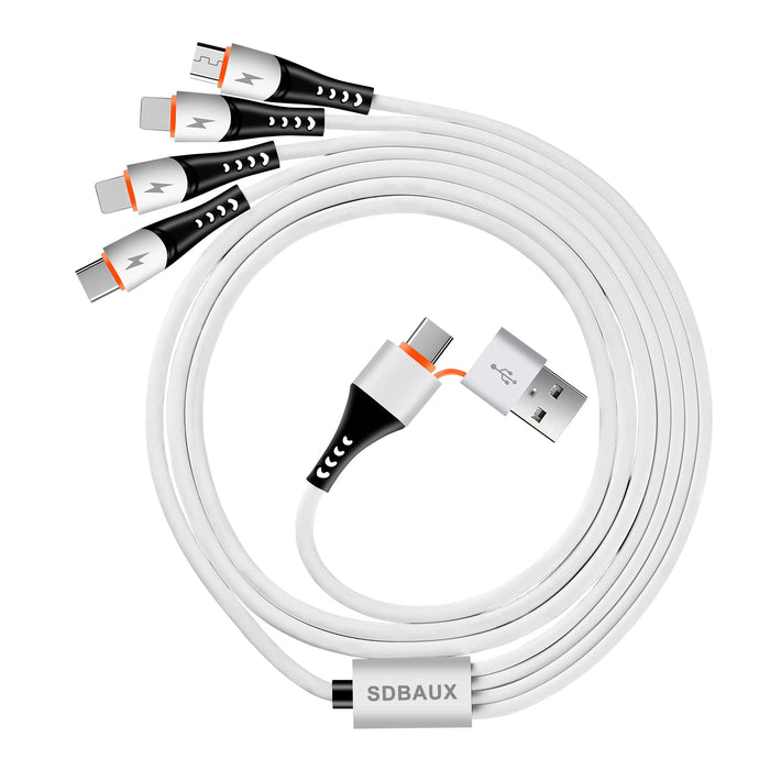 SDBAUX 3 A/1,2 m kabel do ładowania USB, 6 w 1 telefon USB A/USB-C na 2 iP/Micro USB/typ C, złącze do szybkiego ładowania, kompatybilny z tabletami, Samsung Galaxy S21 S20 S10, Google Pixel 4XL, LG V35, PS. 4