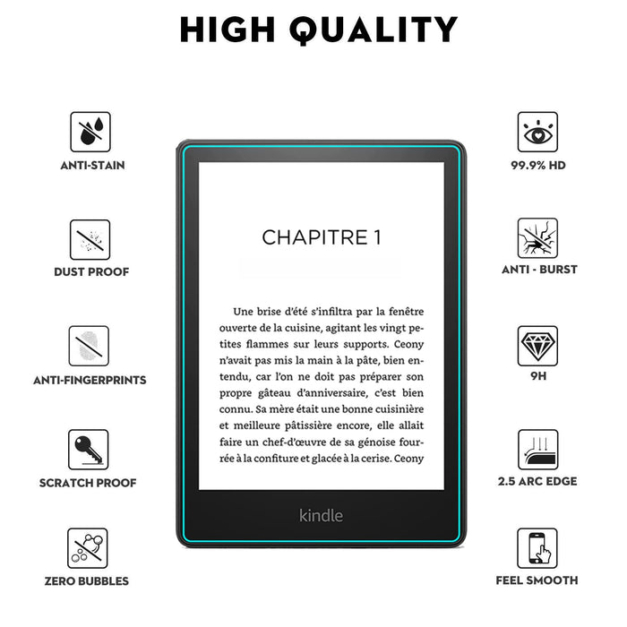 YHFZR Ochraniacz ekranu do Kindle Paperwhite 2021, szkło hartowane 9H [odporne na zarysowania] [Bez pęcherzyków powietrza] ochraniacz ekranu do Kindle Paperwhite (6,8", 11. generacji, wydanie 2021), 2 szt