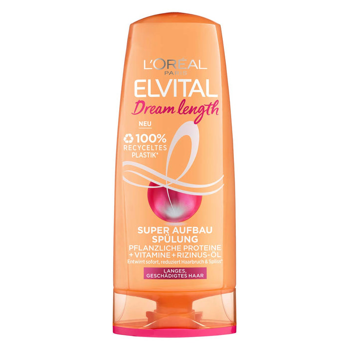 L'Oréal Paris Elvital odżywka przeciw rozdwajaniu się, do łamliwych włosów, z olejkiem rycynowym, odżywka Dream Length Super do włosów, 1 x 250 ml