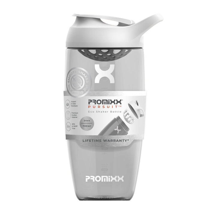 PROMiXX Shaker Bottle – wysokiej jakości shaker proteinowy do koktajli suplementowych – łatwy do czyszczenia, trwały kubek (700 ml, arktyczna biel)