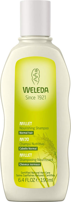 WELEDA Hirse szampon pielęgnacyjny, naturalny kosmetyk bio żel pod prysznic do delikatnego czyszczenia włosów i skóry głowy, pielęgnujący żel pod prysznic zapewnia naturalny połysk i sprężystość włosów (1 x 190 ml)