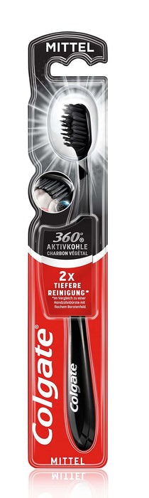 Colgate CN07304A Szczoteczka do Zębów z Węglem Aktywnym 360°, Czarny