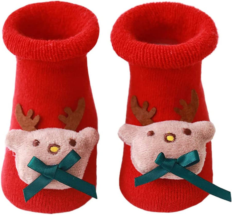Holibanna Świąteczne skarpetki dla dzieci antypoślizgowe silikonowe skarpetki rozmyte zimowe bawełniane skarpetki grube ciepłe kapcie skarpetki skarpetki frotte dla dzieci chłopców dziewcząt niemowlęta malucha noworodka święta impreza