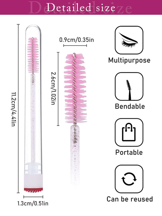 EBANKU 40 szt. Różowy Zestaw Pędzli do Tuszu do Rzęs, Diamentowa Szczotka do Rzęs Tuby Pusta Różdżka Tuba do Makijażu Pędzelek do Rzęs do Przedłużania Rzęs
