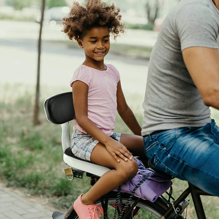 AYNEFY Siedzisko na tył roweru, antypoślizgowe z uchwytem, bezpieczne dla dziecka, z oparciem i poduszką