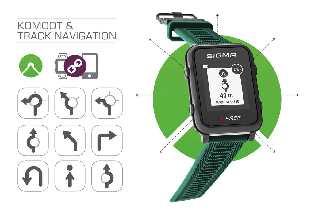 iD.FREE GPS Multisport zegarek do aktywności na świeżym powietrzu i nawigacji, Smart Notifications, geocaching, pomiar tętna na nadgarstku, wodoszczelny, z uchwytem na rower