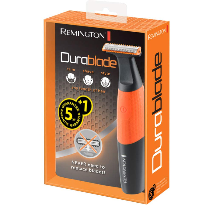 Remington trymer do brody, 3 nakładki 1-4mm, golenie na sucho i mokro, do 40 min. pracy bezprzewodowej, ładowanie USB, czarny/pomarańczowy, Durablade MB010