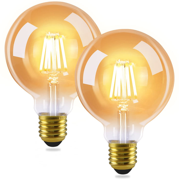 GBLY 2 kawałki LED E27 Żarówka Vintage Lamp - G95 Żarówka Edison 2700K 4W ciepły biały Żarówka Retro Filament żarówka szkło antyczne Lampa energooszczędna dla domu Hotel Cafe Bar