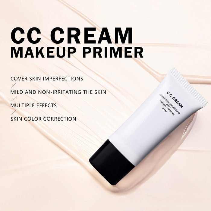 KYDA 2 szt. CC Cream Makeup Primer, Full Covearge Concealer Foundation Primer, nawilżający, lekki, oddychający krem Primer do dopasowania odcienia skóry – kość słoniowa