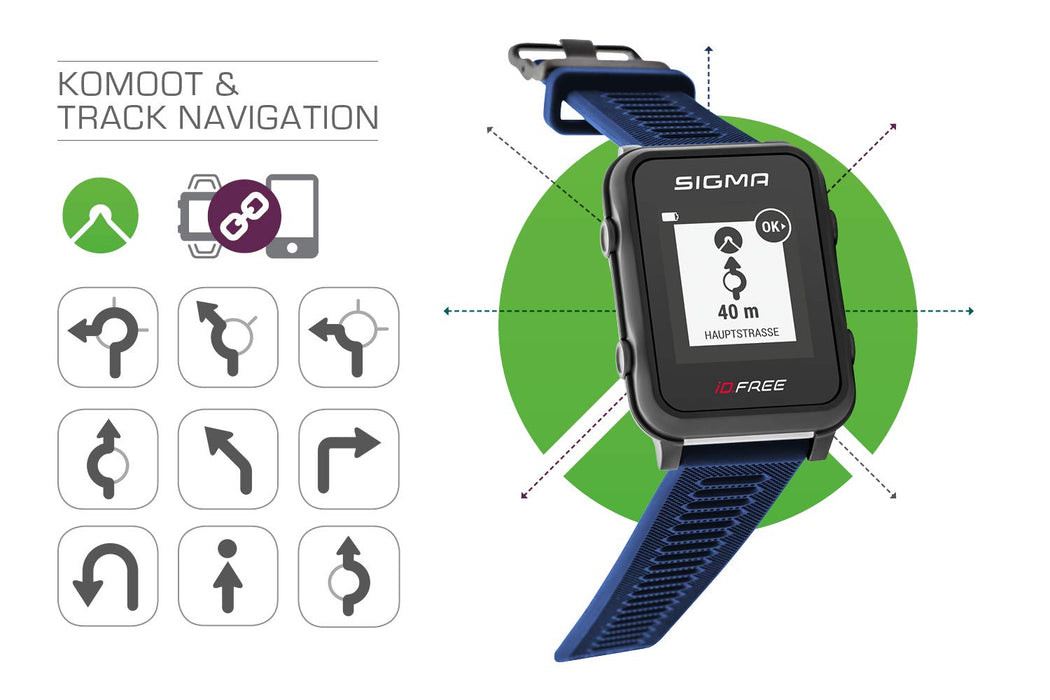SIGMA SPORT Zegarek iD. Free z GPS, wysokościomierz barometryczny, tętno na nadgarstku, nawigacja na zewnątrz, lekki i wodoodporny