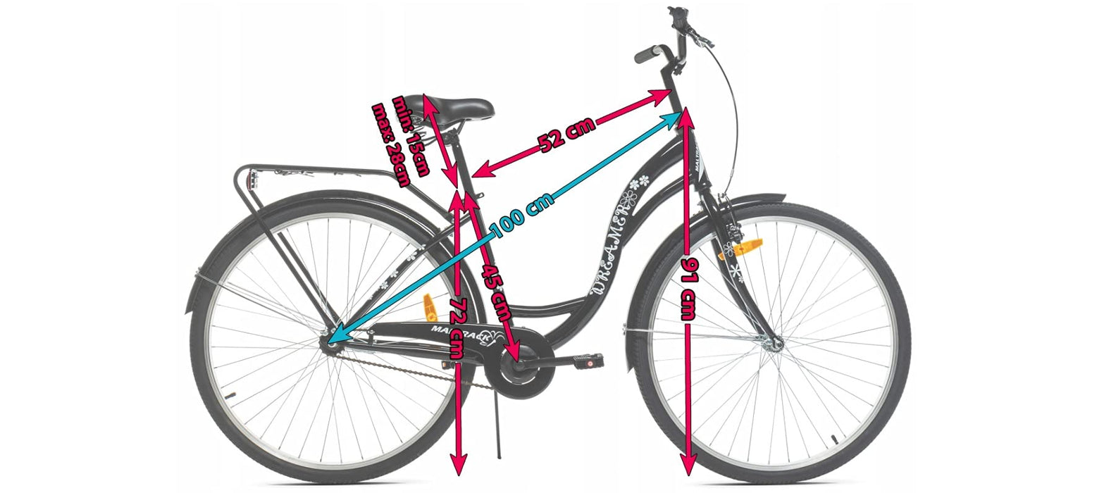 BDW Damski rower miejski dla dziewcząt, 28 cali, rower trekkingowy, 6 biegów Shimano, koszyk KOSTELNOS
