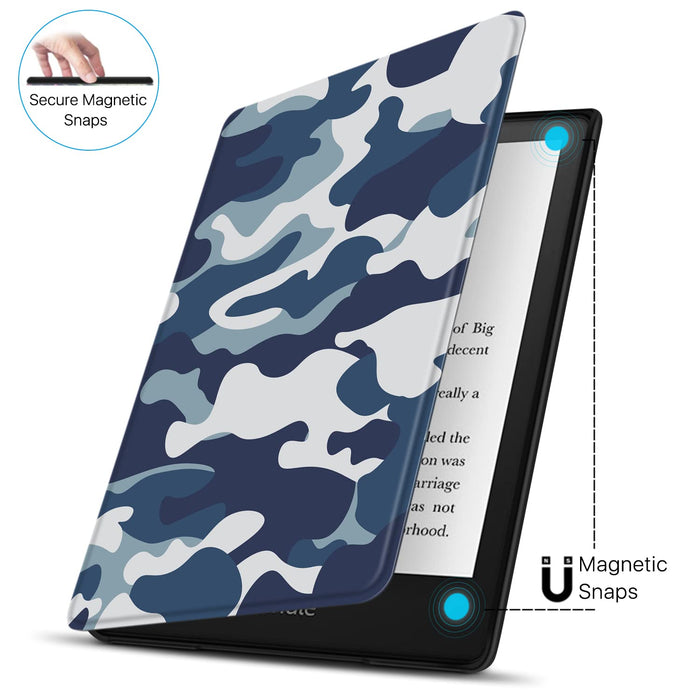 Etui ochronne TNP do Kindle Paperwhite 2021 6,8 cala 11 generacji/Kindle Paperwhite 2021 Signature Edition Signature Edition, etui i etui do czytników Kindle Paperwhite , kolor kamuflaż niebieski