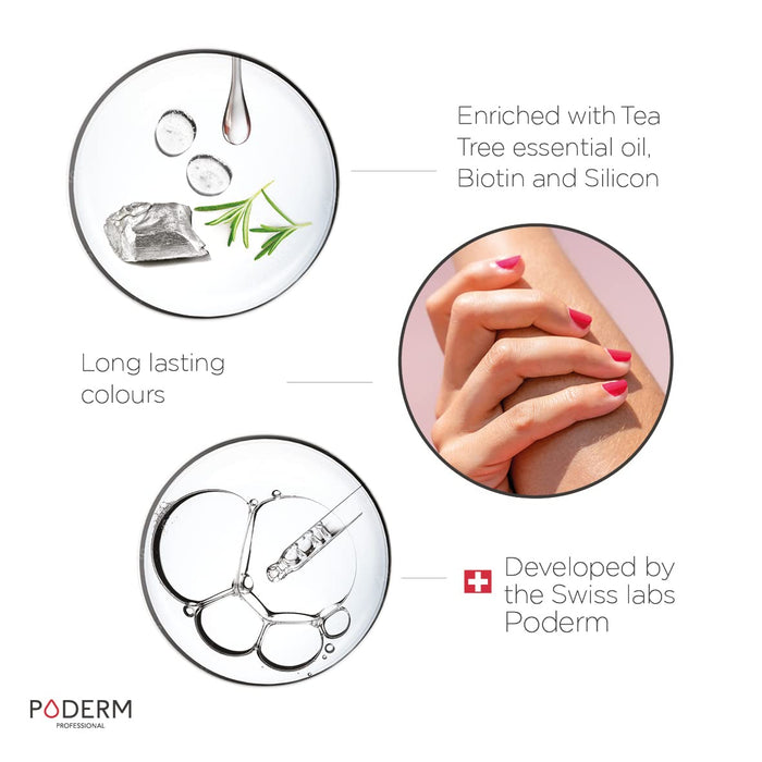 PODERM - GRZYBICA PAZNOKCI | Kolorowy lakier Czerwona Róża TEA TREE | Leczenie paznokci żółtych i uszkodzonych przez grzybicę | Profesjonalna pielęgnacja stóp/dłoni | Wyprodukowano w Szwajcarii