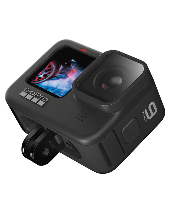 GoPro HERO 9, wodoodporna kamera akcji z przednim wyświetlaczem LCD i tylnymi ekranami dotykowymi, wideo 5K Ultra HD, zdjęcia 20MP, transmisja na żywo 1080p, kamera internetowa, stabilizacja, Czarna