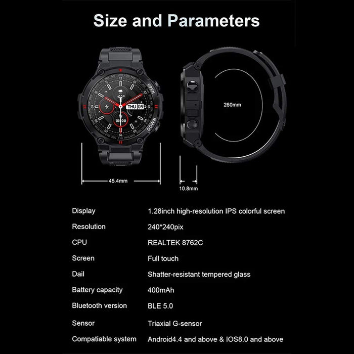 K22 Męskie Smart Watch Ladies Bluetooth Smart Watch Ciśnienie krwi Tętno Monitor Sports Watch Męskie Fitness Tracker GPS Krokomierz Zegarek na Androida IOS