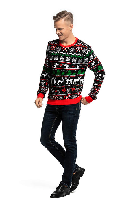 U LOOK UGLY TODAY Unisex męski świąteczny sweter klasyczny renifer Fairisle Boże Narodzenie impreza prezent swetry