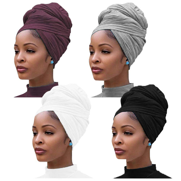 4 sztuki rozciągliwa koszulka turban opaska na głowę dzianinowe opaski na głowę miejskie włosy szalik jednolity kolor ultramiękki ekstra długa oddychająca opaska na głowę krawat dla kobiet