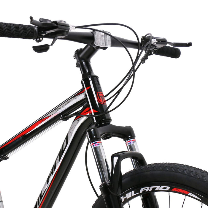Hiland Mountainbike MTB 26 cali z aluminiową ramą 17", hamulec tarczowy, widelec amortyzowany, 3/6, koła szprychowe, jednoczęściowy, rower dla młodzieży, mężczyzn, kobiet, czarny/biały