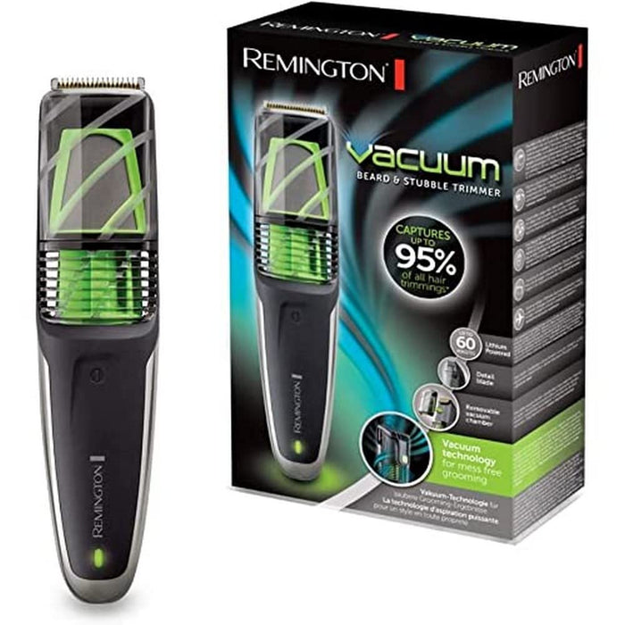 Remington trymer do brody, przechwytuje do 95% obciętych włosów, ostrza z powłoką tytanową, regulowany grzebień 2-18mm, łatwy w czyszczeniu, bezprzewodowy, nakładka 20-32mm, etui, Vacuum MB6850
