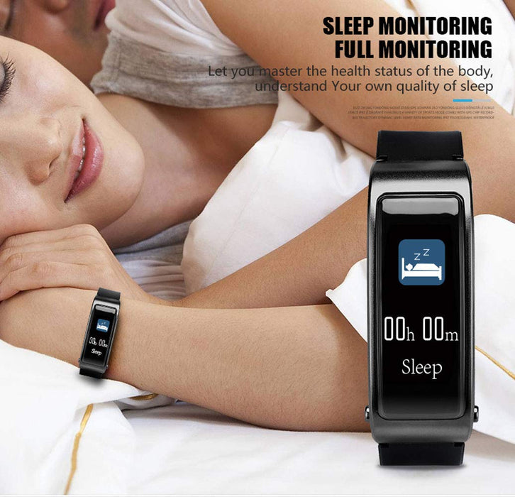 Hozora Inteligentna bransoletka Bluetooth słuchawki 2 w 1, Fitness Tracker TalkBand bransoletka z dzwonieniem odtwarzaczem audio słuchawki tętno kalorie krok krokomierz odległość (czarna)