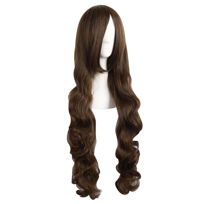 MapofBeauty 80 cm Dugo Krecony Naturalny Tom Kanekalon Bonnik Side Grzywka Cosplay Peruka (Brzowy)