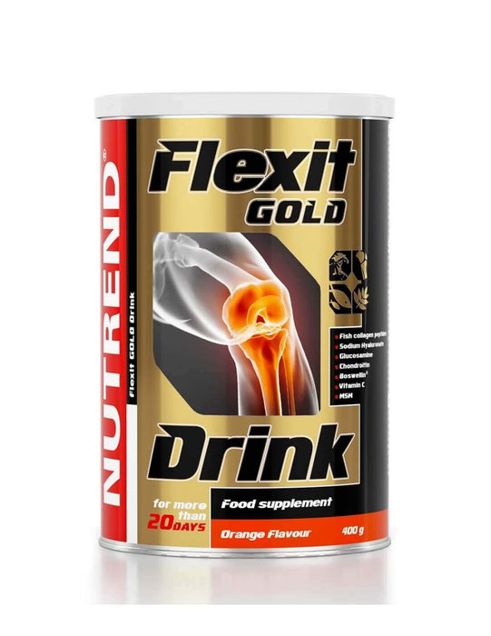 Nutrend Flexit Drink Gold Opakowanie 1 x 400g – Stawy – Kości – Mięśnie – Joints – Kolagen – Chondroityna – Glukozamina – MSM – Witamina D - Kwas hialuronowy (Orange)
