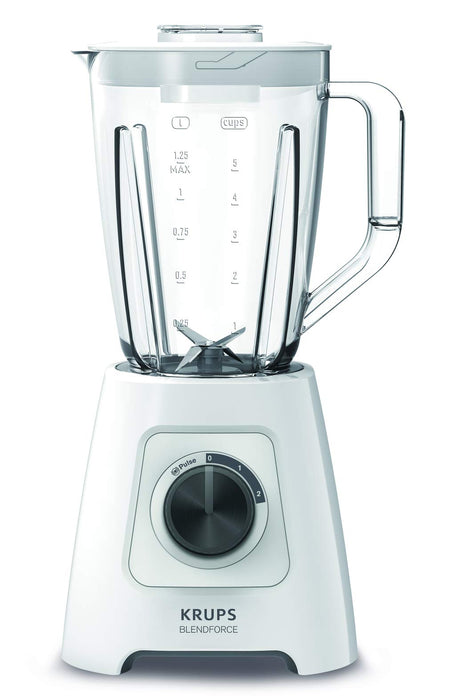 Krups KB4201 Blendforce mikser stojący | 600 W | pojemnik z tworzywa sztucznego 2 noże | 2 prędkości + funkcja pulsacyjna | funkcja Ice Crush | technologia "Smart-Lock" | kolor biały