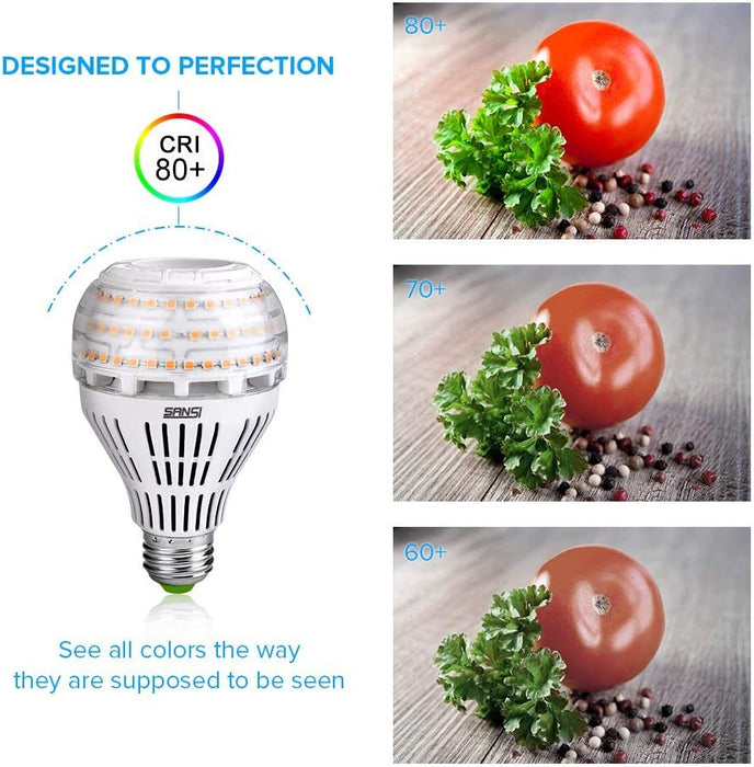 SANSI Żarówka LED E27, 22 W, zastępuje żarówkę o mocy 200 W, gwint Edison E27, 5000 kelwinów, zimna biel, 3000 lumenów, super jasne diody LED do kuchni, warsztatu, garażu, podwórza, bez możliwości ściemniania, 2 sztuki