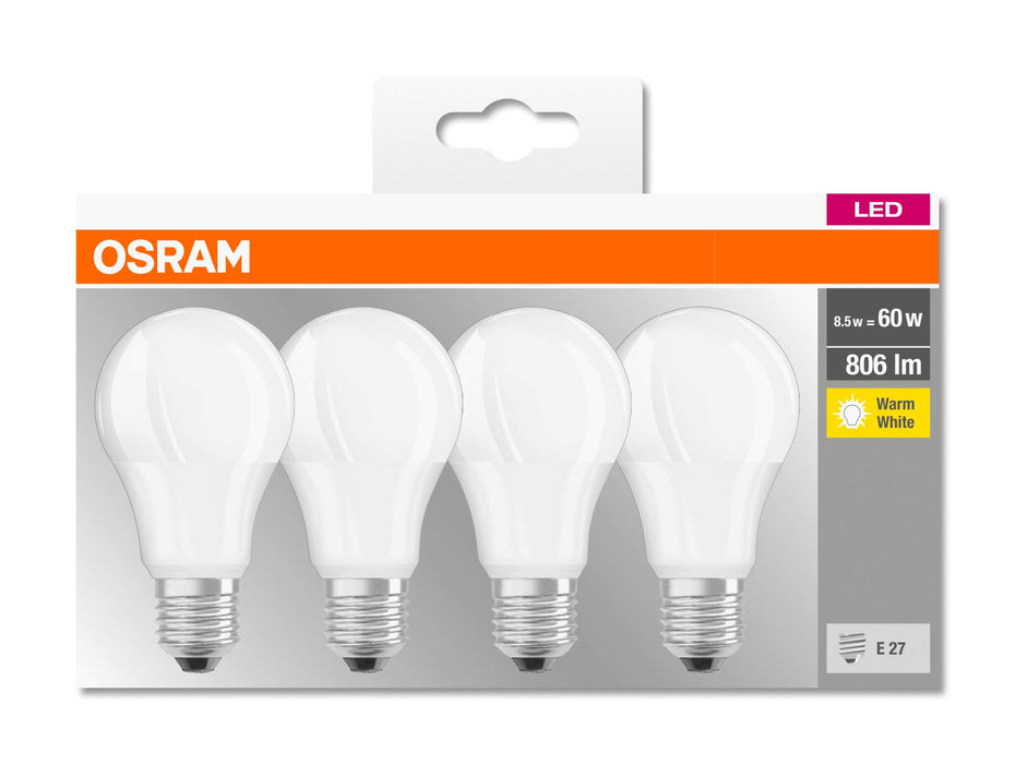 OSRAM Lampa LED | Trzonek: E27 | Ciepły biały | 2700 K | 8,50 W | matowe | LED BASE CLASSIC A [Klasa efektywności energetycznej A+]