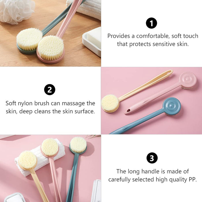 HEALLILY 3 Sztuk Prysznic Szczotka Do Ciała Scrubber Złuszczający Szczotka Długi Uchwyt Z Powrotem Do Szorowania Ciała Exfoliator Do Kąpieli Do Mycia Prysznicem Szczotkowanie