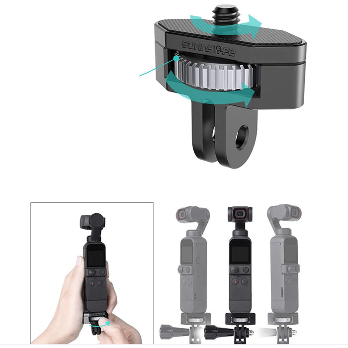 Hensych Uniwersalny metalowy adapter 1/4 cala, obrót 360, regulowany adapter ze stopu aluminium, konwerter złącza transferowego do kamery OSMO Pocket 2/Insta360 One X2/X/SLR itp