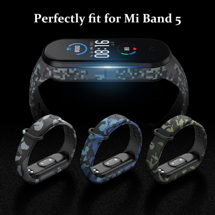 GeeRic [8-pak pasek do zegarka, kompatybilny z Xiaomi Mi Band 5, miękki silikonowy zamiennik paska fitness, sportowa bransoletka, paski na nadgarstek, zamiennik do Mi Band 5