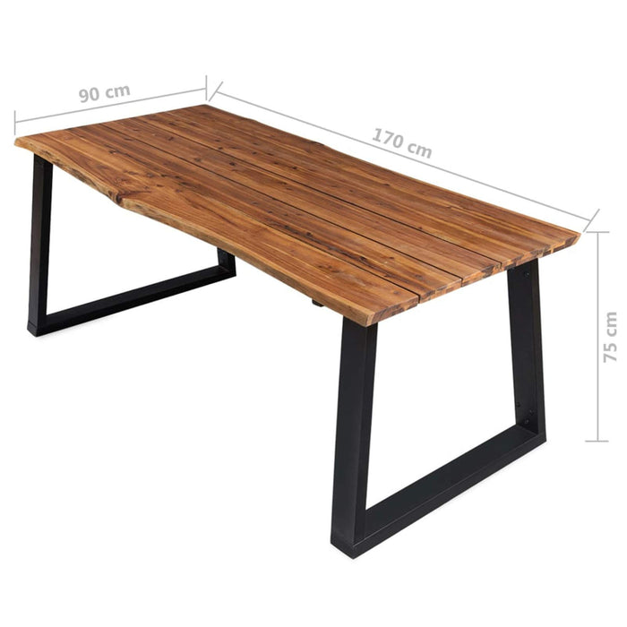 Tidyard Stół do jadalni, stół tarasowy, stół ogrodowy, meble ogrodowe stół z naturalną krawędzią, 170 x 90 x 75 cm, lite drewno akacjowe