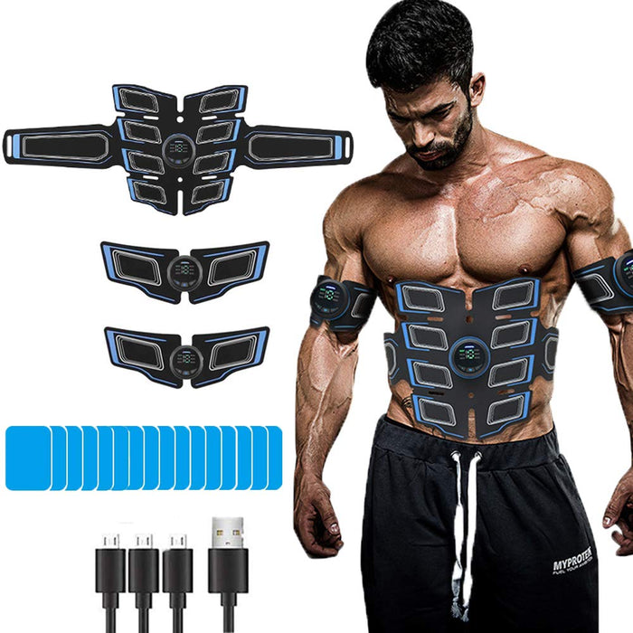 EMS stymulator mięśni, 8 podkładek trener mięśni brzucha toner elektroniczny tonujący paski treningowe domowe urządzenie fitness z USB do ładowania do brzucha nogi mężczyzn i kobiet