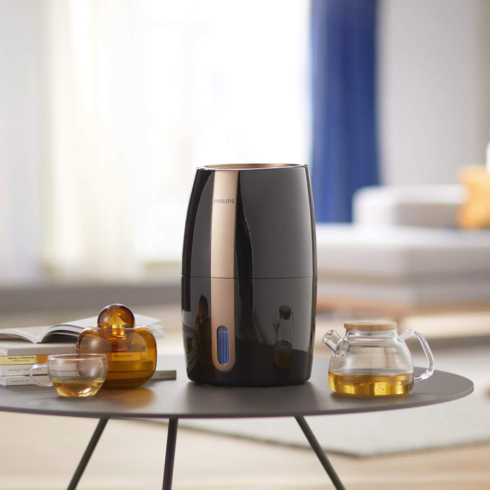 Philips Nawilżacz powietrza 2000 seria HU2718/10 – naturalne i higieniczne nawilżanie powietrza dzięki nano-cząsteczkom wody, czarny/miedziany