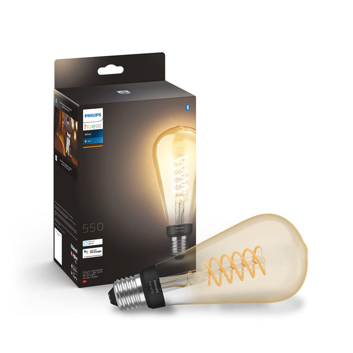 Philips Hue Filament White Inteligentna żarówka LED E27 7W ST72, retro żarówka Edisona, ciepłe białe światło, możliwość przyciemniania