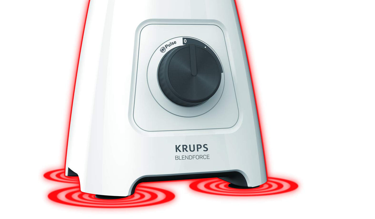 Krups KB4201 Blendforce mikser stojący | 600 W | pojemnik z tworzywa sztucznego 2 noże | 2 prędkości + funkcja pulsacyjna | funkcja Ice Crush | technologia "Smart-Lock" | kolor biały
