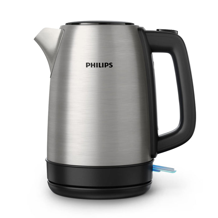 Philips Czajnik elektryczny - 1,7 l, Pokrywka z mechanizmem sprężynowym, Wskaźnik świetlny, Stal szlachetna, Obrotowa podstawa (HD9350/90)